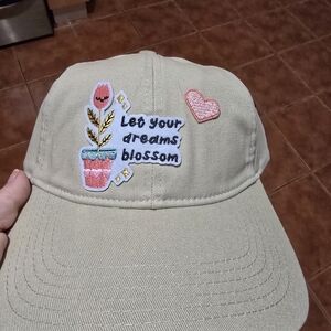 Embroidered Khaki Cap with Floral Design